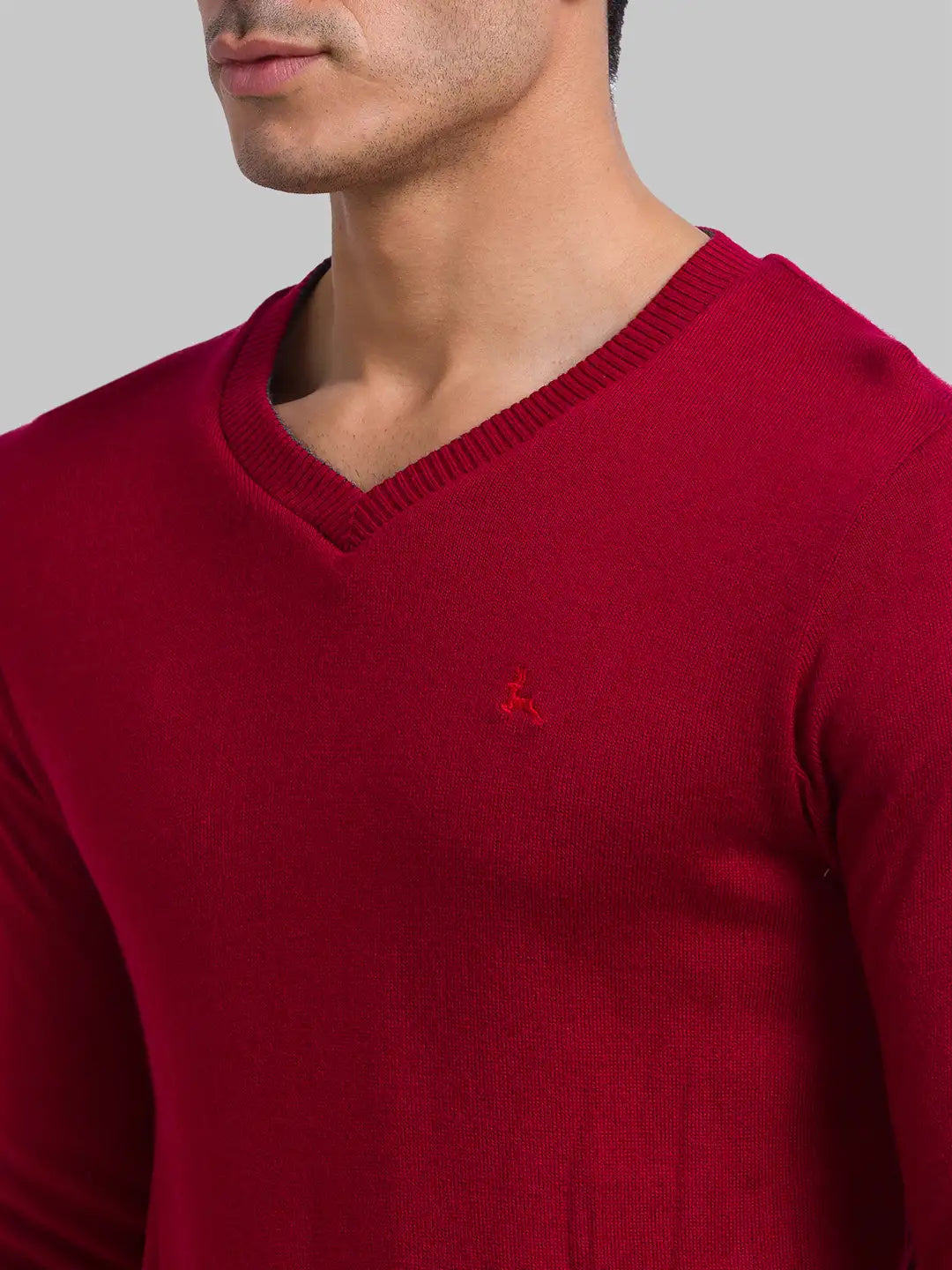 Men Grey Solid Acrylic Full Sleeve Sweaters