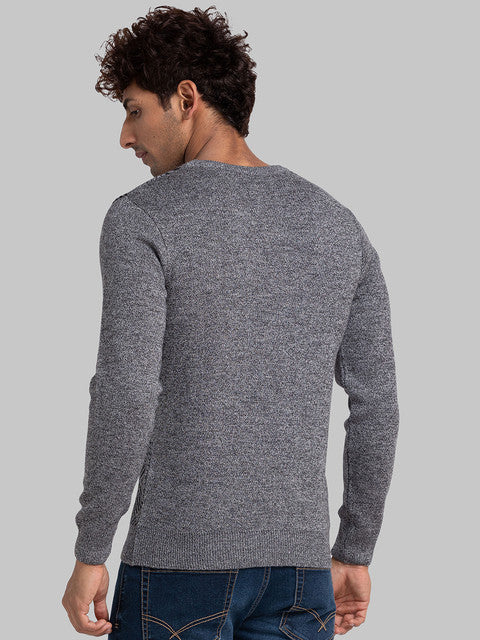Parx Men Black Jacquard Acrylic Sweater