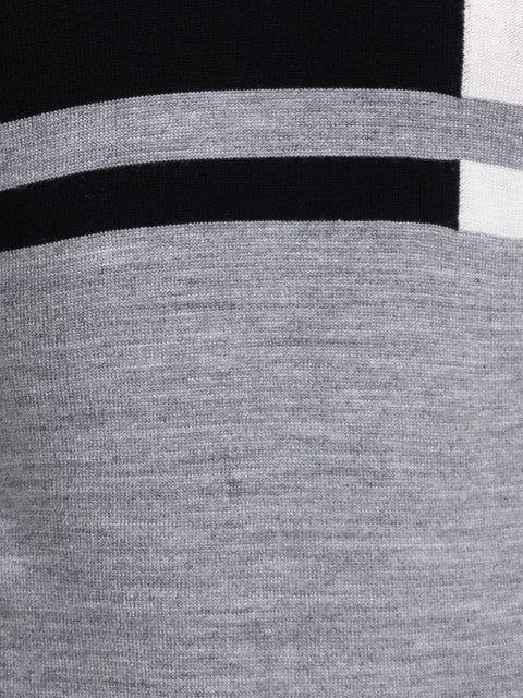 Parx Men Grey Intarsia Acrylic Sweater
