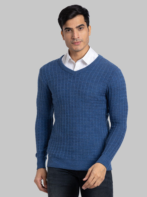 Parx Men Blue Structure Acrylic Sweater