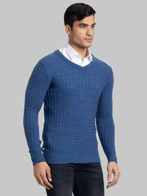 Parx Men Blue Structure Acrylic Sweater