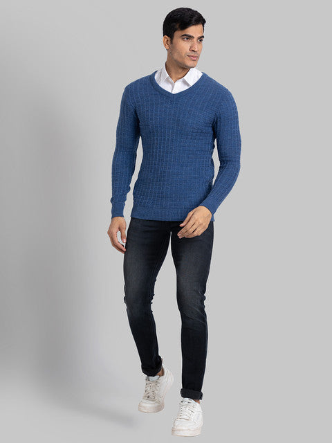 Parx Men Blue Structure Acrylic Sweater