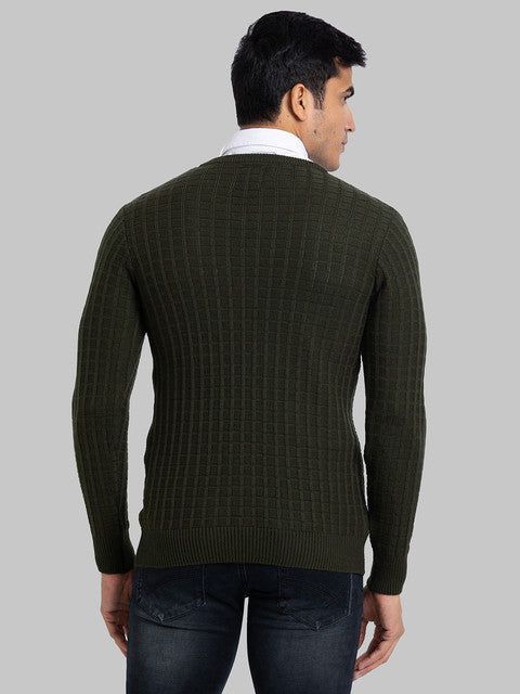 Parx Men Green Structure Acrylic Sweater