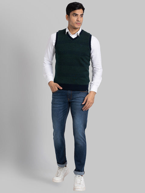 Parx Men Green Solid Acrylic Sweater