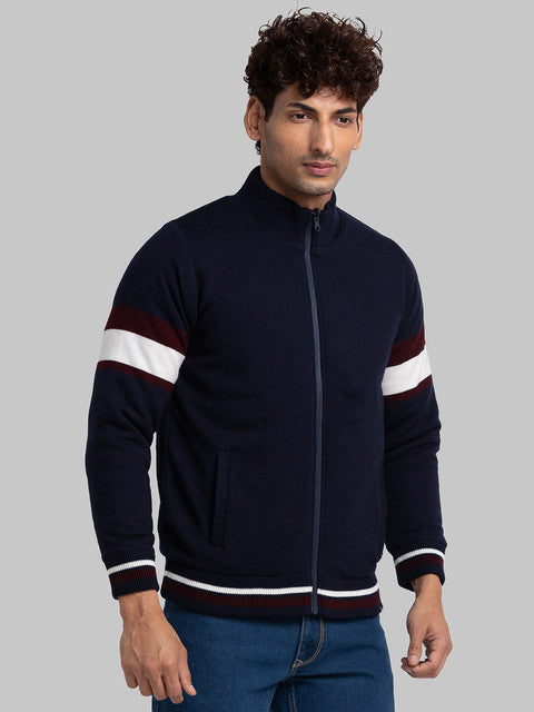 Parx Men Maroon Intarsia Acrylic Sweater