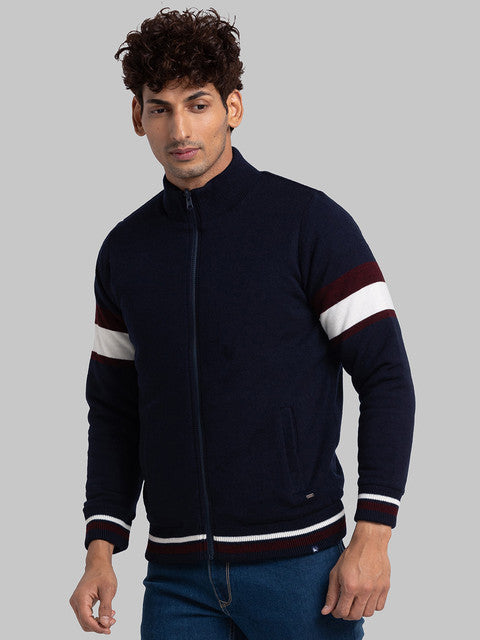 Parx Men Maroon Intarsia Acrylic Sweater