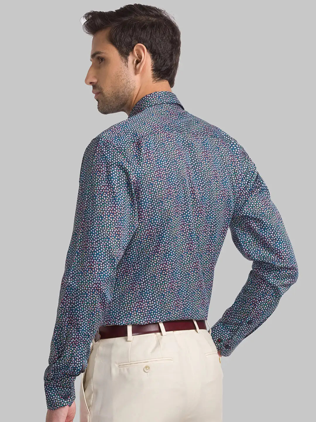 Men Blue Contemporary Fit Print Cotton Shirts