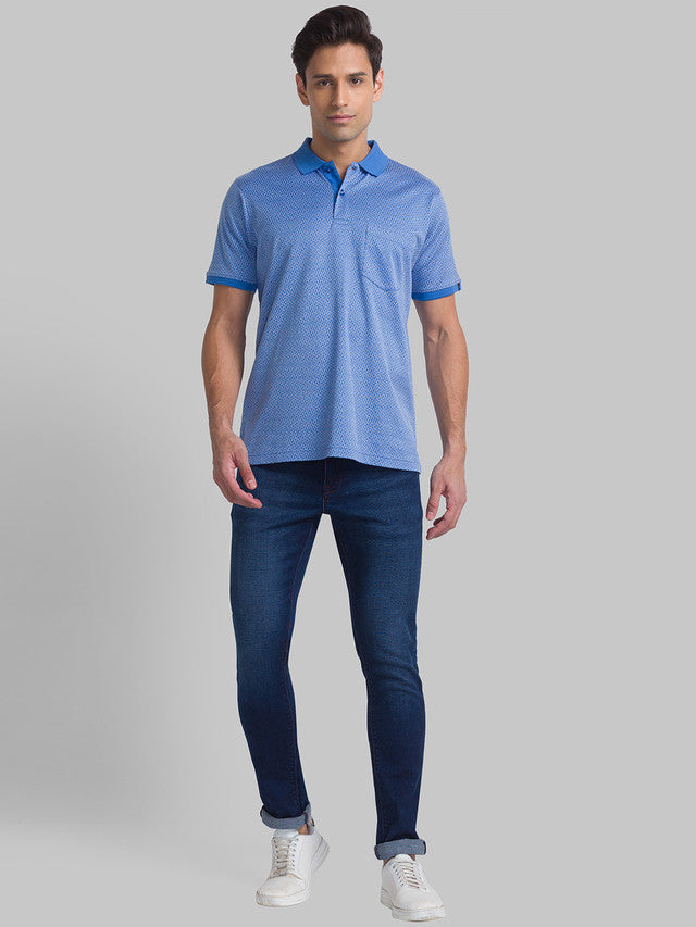 Raymond Blue Solid Slim Fit Cotton Blend Jeans