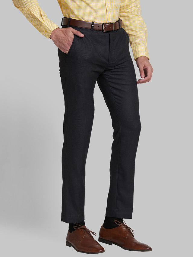 Park Avenue Grey Structure Super Slim Fit Polyester Blend Trouser