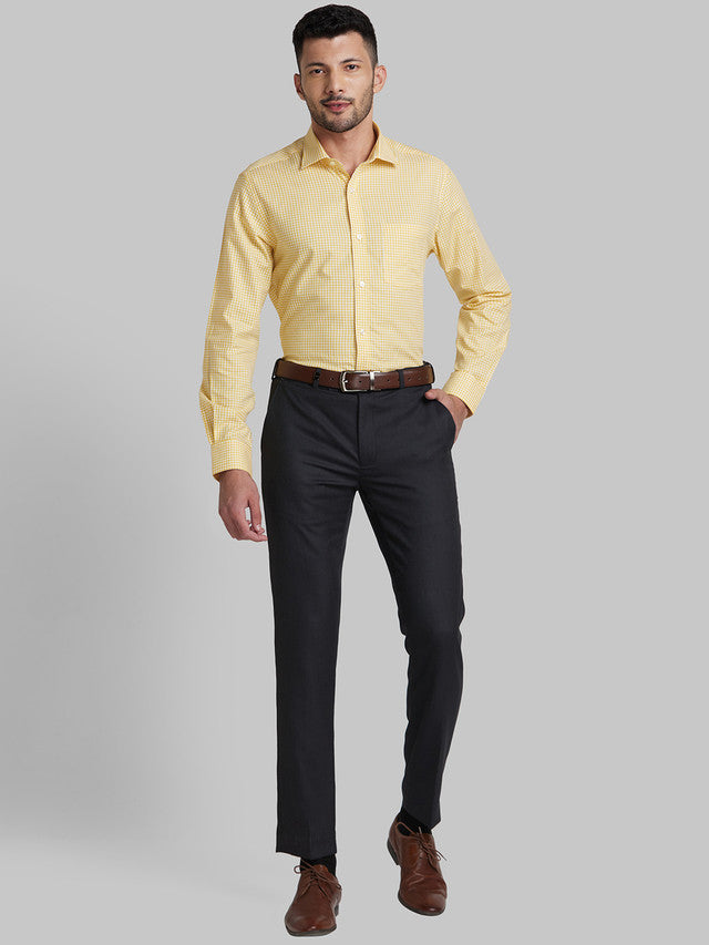 Park Avenue Grey Structure Super Slim Fit Polyester Blend Trouser