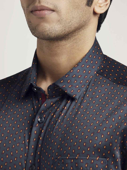 Parx Men Brown Printed Slim Fit Cotton Casual Shirt