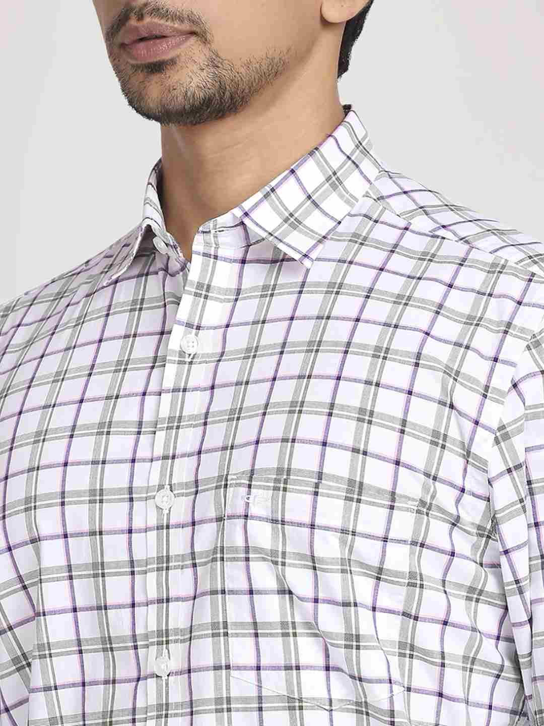 Men Green Tailored Fit Checks Cotton Full Sleeve Shirts