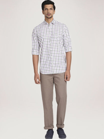 Men Green Tailored Fit Checks Cotton Full Sleeve Shirts