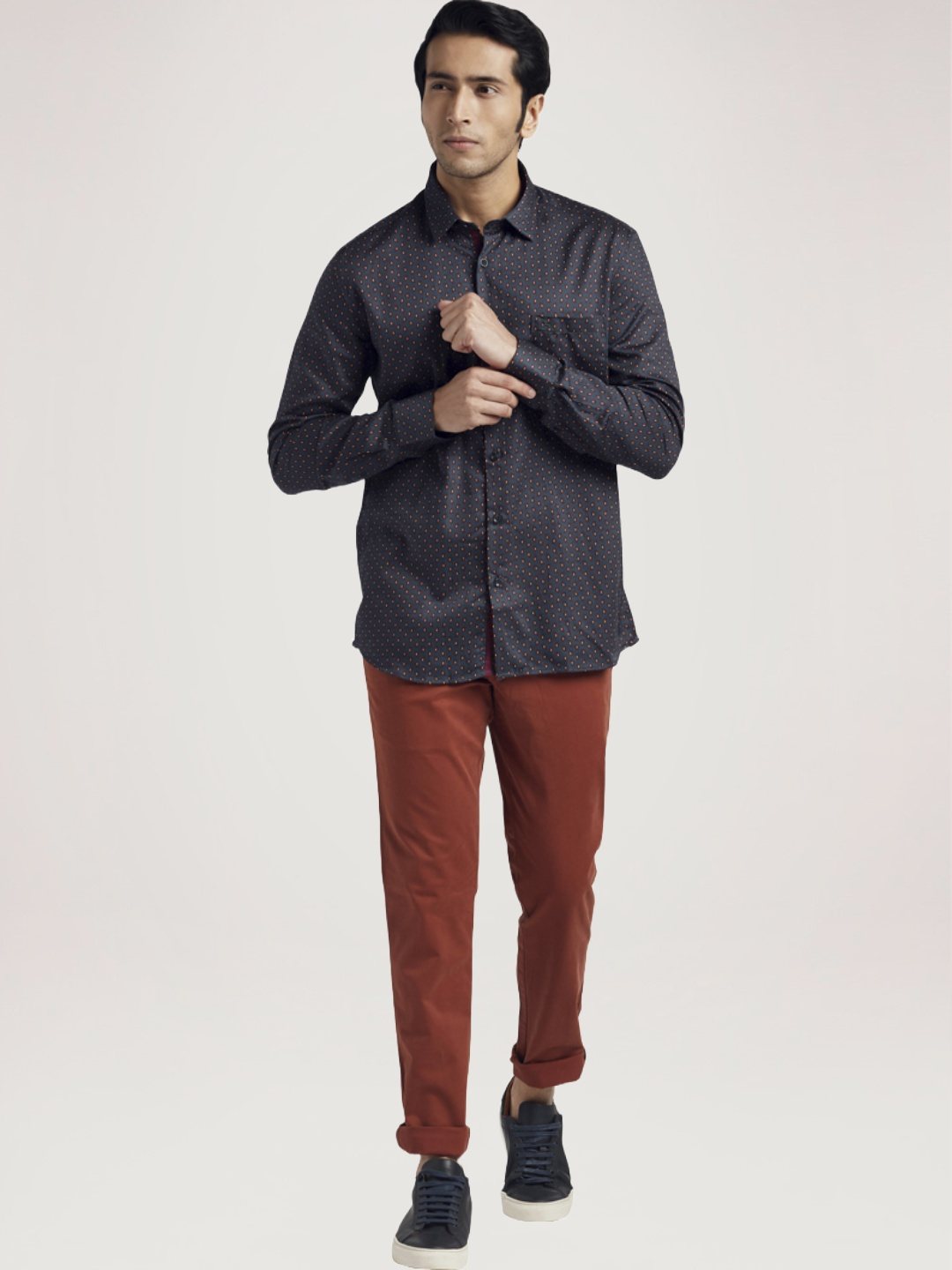 Parx Men Brown Printed Slim Fit Cotton Casual Shirt