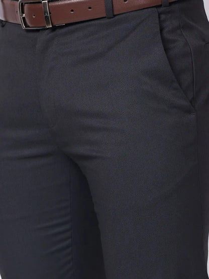 Raymond Men Grey Structure Slim Fit Polyester Blend Trouser