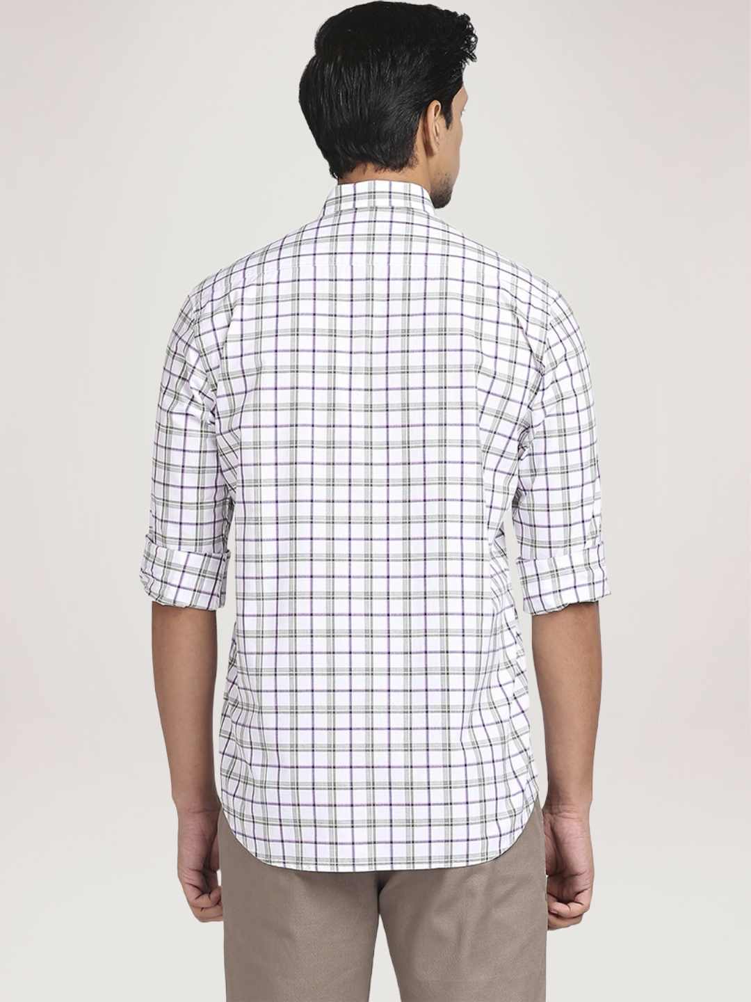 Men Green Tailored Fit Checks Cotton Full Sleeve Shirts