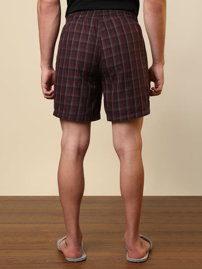 Sleepz Men Multi-Colour Checks Regular Fit Cotton Boxer