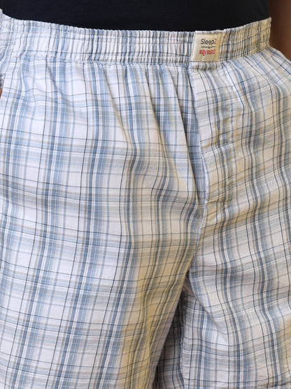 Sleepz Men Blue Checks Regular Fit Cotton Boxer
