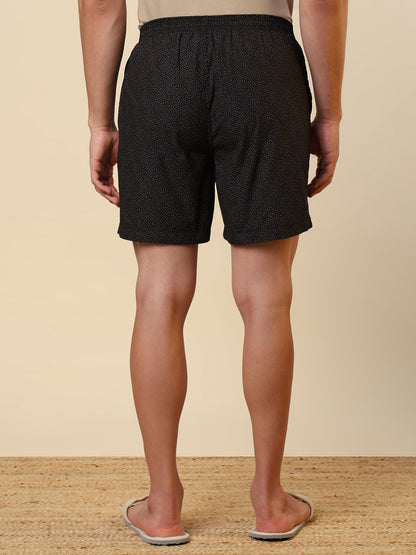 Sleepz Men Black Printed Regular Fit Cotton Boxer