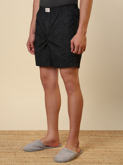 Sleepz Men Black Printed Regular Fit Cotton Boxer