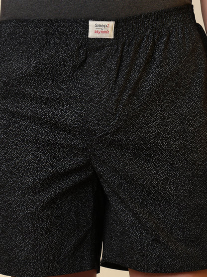 Sleepz Men Black Printed Regular Fit Cotton Boxer