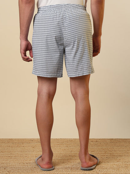 Sleepz Men White Printed Regular Fit Cotton Boxer