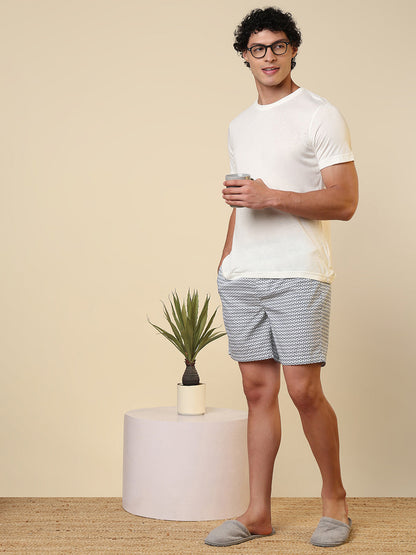 Sleepz Men White Printed Regular Fit Cotton Boxer