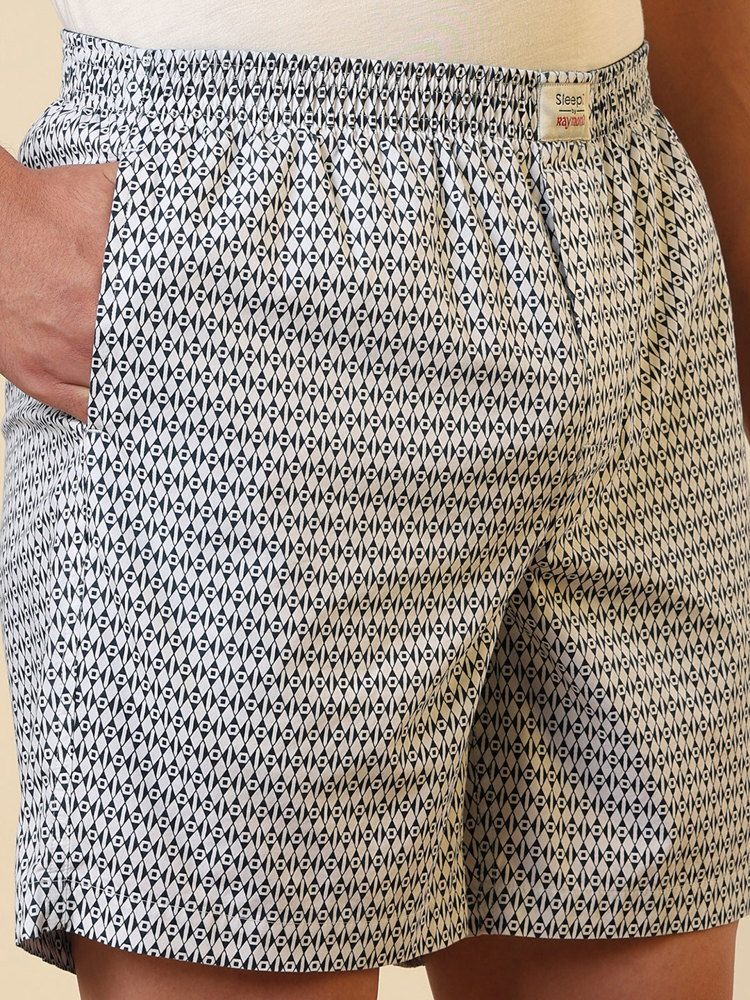 Sleepz Men White Printed Regular Fit Cotton Boxer