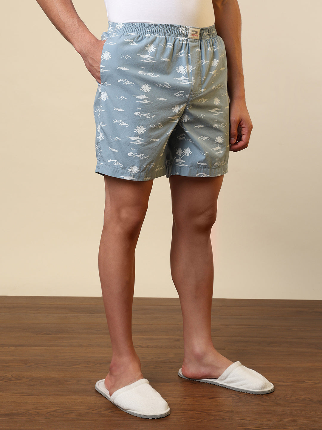 Sleepz Men Grey Printed Regular Fit Cotton Boxer