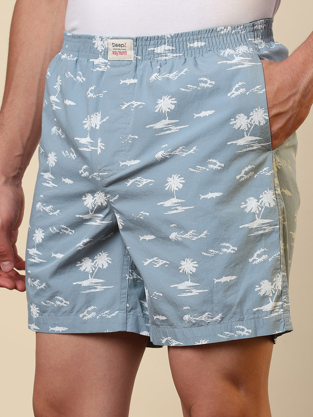 Sleepz Men Grey Printed Regular Fit Cotton Boxer