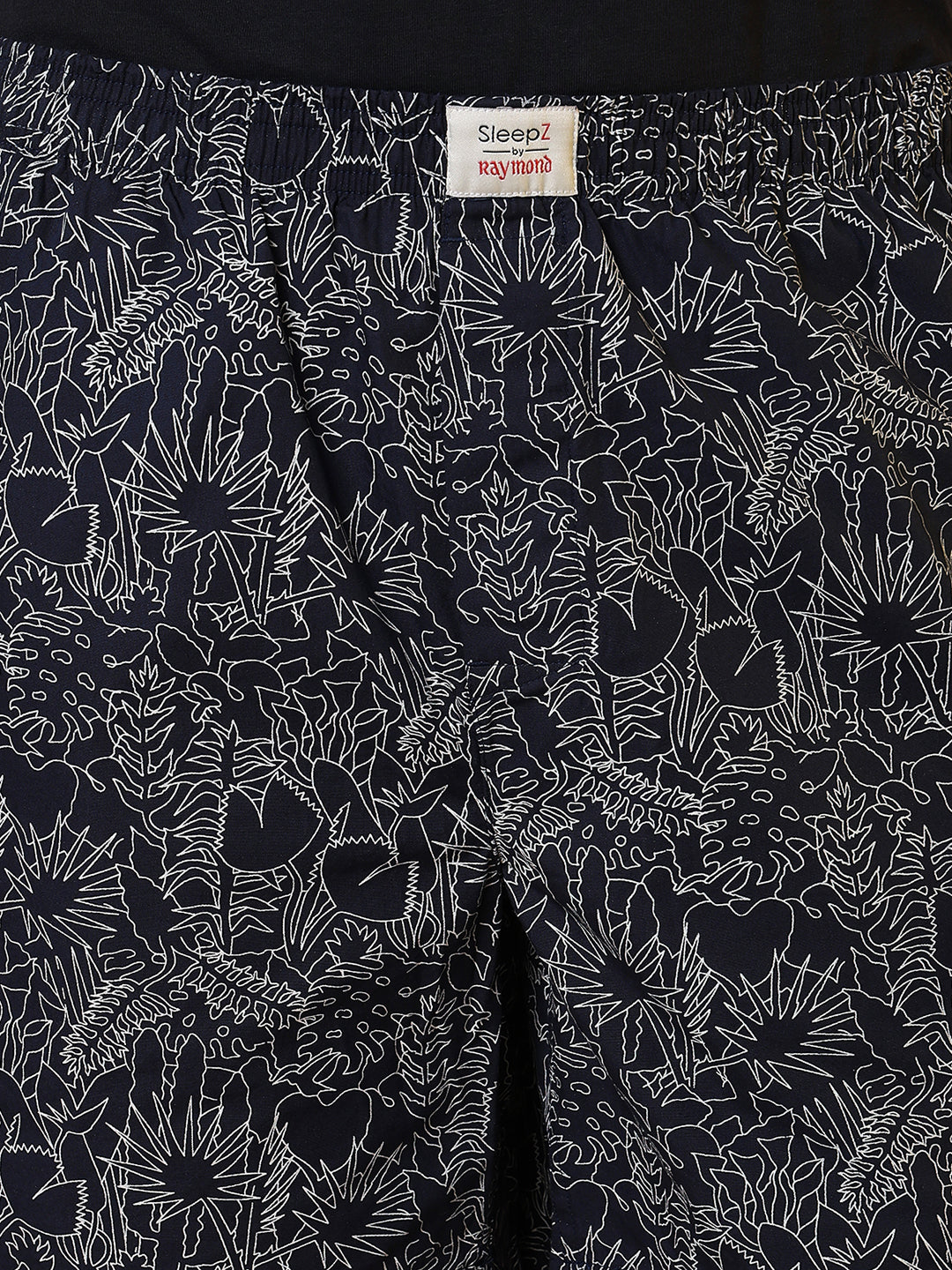 Sleepz Men Blue Printed Regular Fit Cotton Boxer