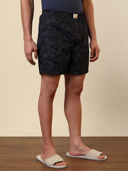 Sleepz Men Black Printed Regular Fit Cotton Boxer