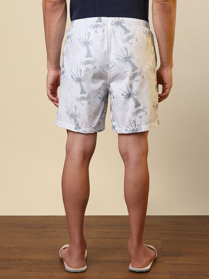 Sleepz Men White Printed Regular Fit Cotton Boxer