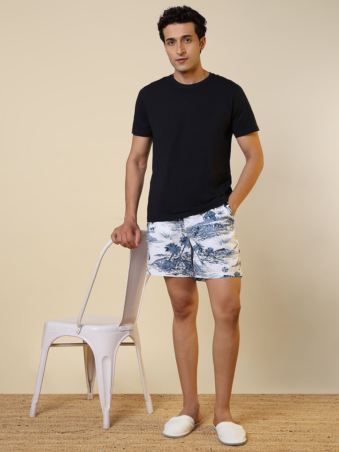 Sleepz Men White Printed Regular Fit Cotton Boxer