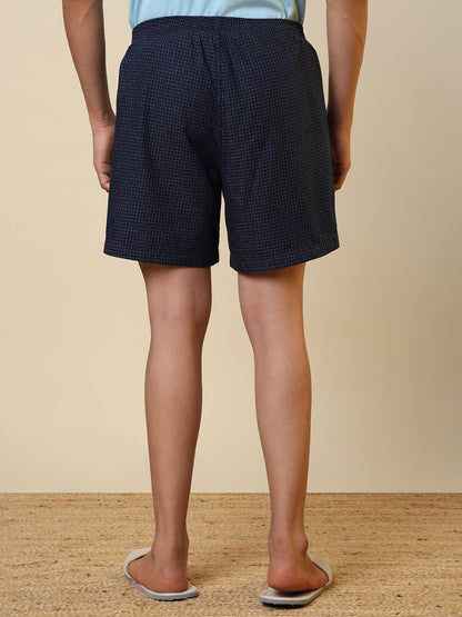 Sleepz Men Blue Checks Regular Fit Cotton Boxer