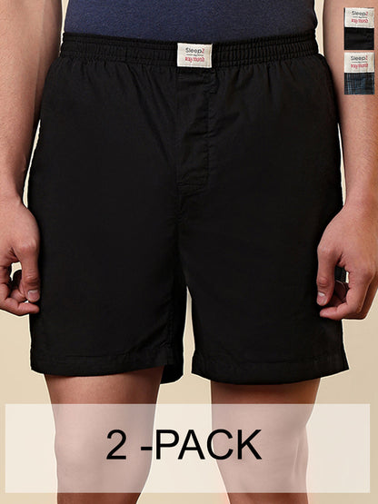Sleepz Men Multi-Colour Solid Regular Fit Cotton Boxer