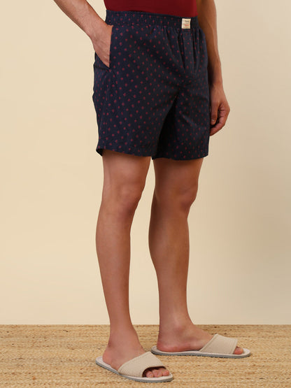 Sleepz Men Blue Printed Regular Fit Cotton Boxer