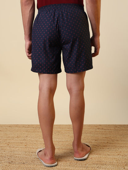 Sleepz Men Blue Printed Regular Fit Cotton Boxer