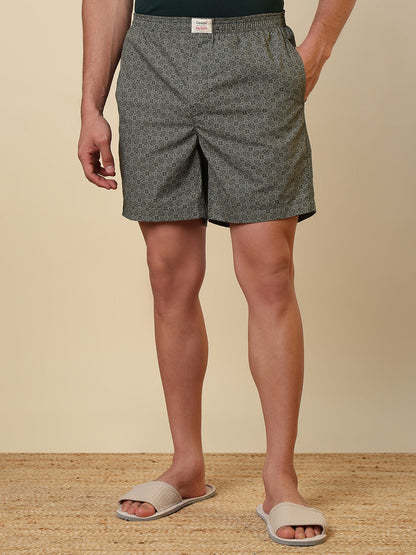 Sleepz Men Green Printed Regular Fit Cotton Boxer