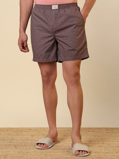 Sleepz Men Red Printed Regular Fit Cotton Boxer