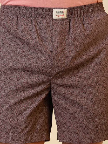 Sleepz Men Red Printed Regular Fit Cotton Boxer