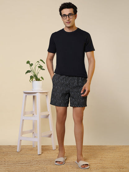 Sleepz Men Black Printed Regular Fit Cotton Boxer