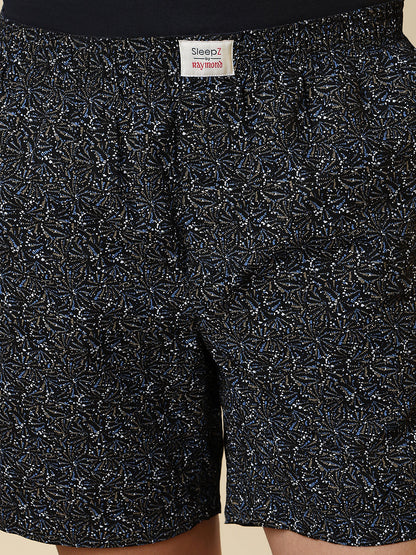 Sleepz Men Black Printed Regular Fit Cotton Boxer