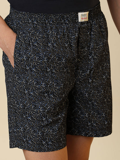 Sleepz Men Black Printed Regular Fit Cotton Boxer