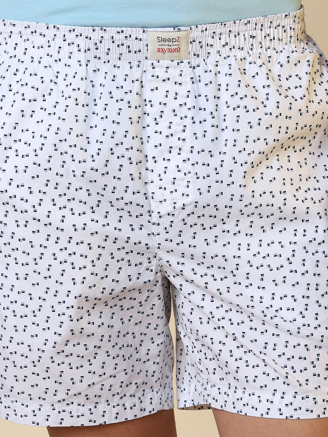 Sleepz Men White Printed Regular Fit Cotton Boxer