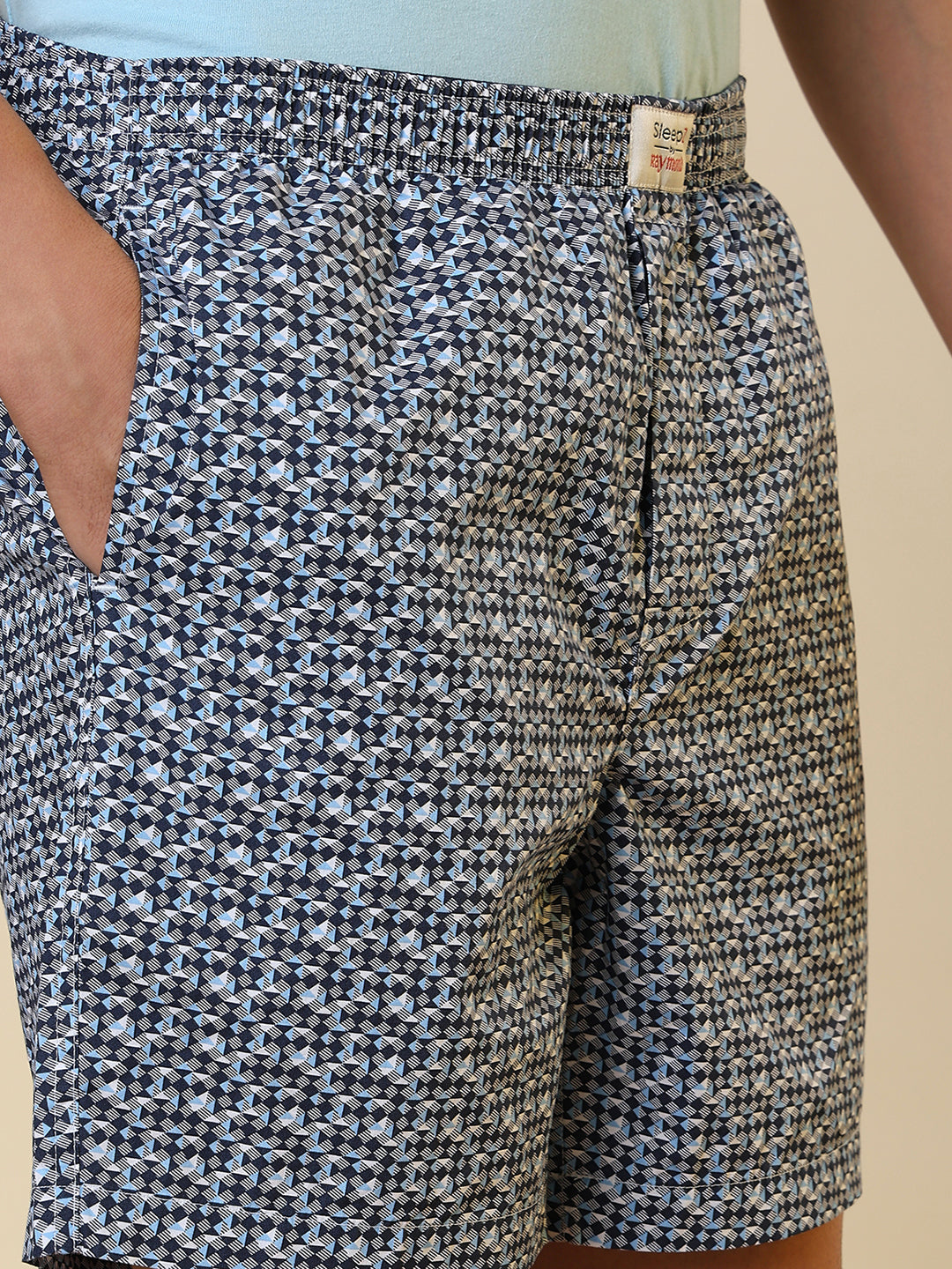 Sleepz Men Blue Printed Regular Fit Cotton Boxer