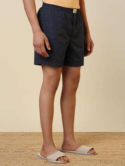 Sleepz Men Blue Printed Regular Fit Cotton Boxer