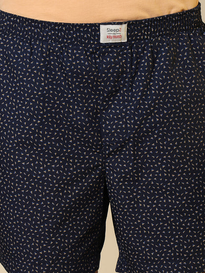 Sleepz Men Blue Printed Regular Fit Cotton Boxer