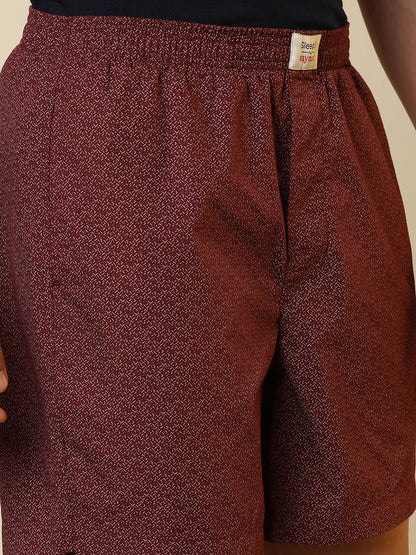 Sleepz Men Red Printed Regular Fit Cotton Boxer