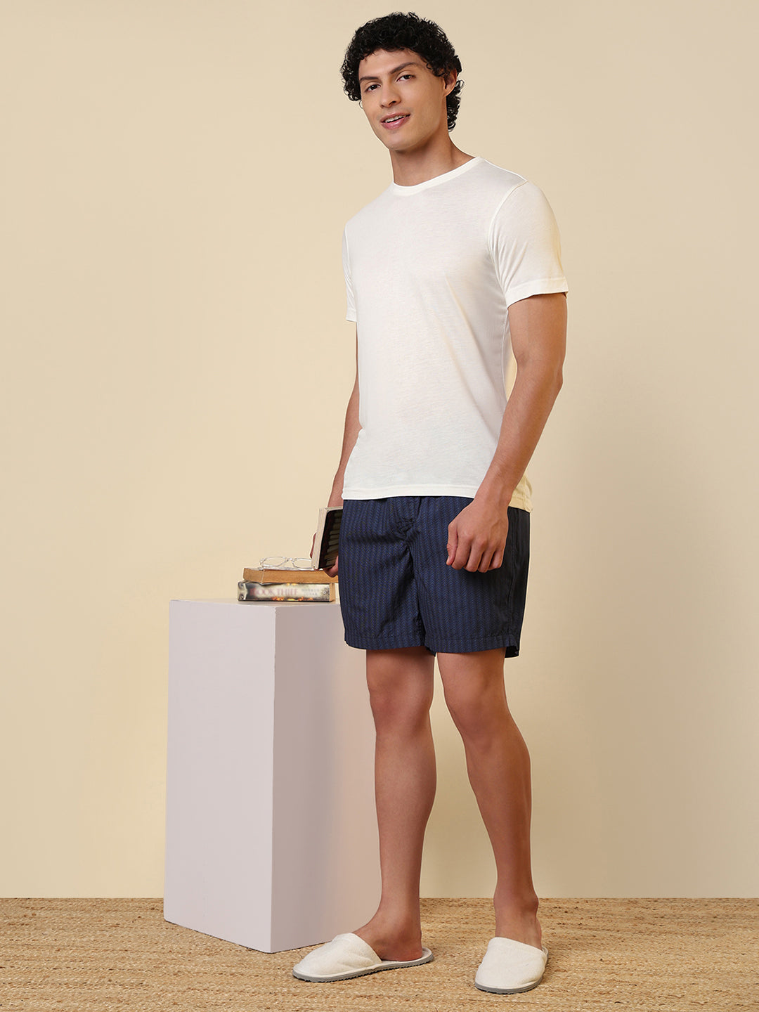 Sleepz Men Blue Printed Regular Fit Cotton Boxer
